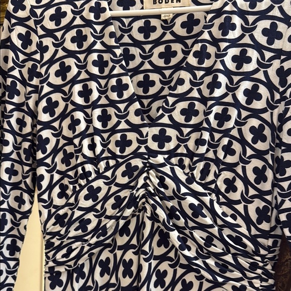 Boden Navy and White Patterned Dress with fit and flare cut. Figure flattering - Picture 3 of 4